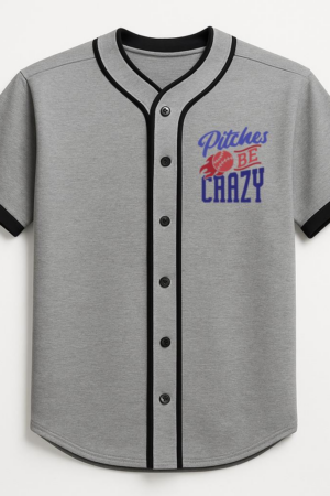 Freezumashop Pitches Be Crazy Ball Stitch Fire Flame Badge Sticker Baseball Jersey
