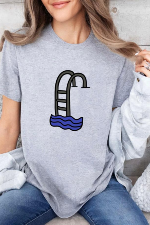 Freezumashop Swimming Pool Ladder Hand Drawn Swimming T-Shirt